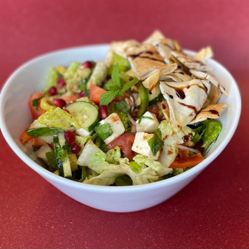 Fatoush Salad - Fresh Mediterranean salad with crispy pita chips and lemon dressing
